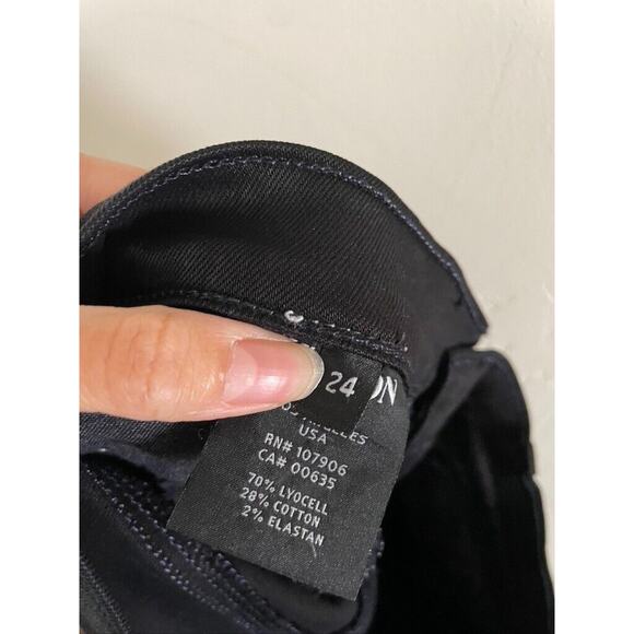 Hudson Pants Women's 24 Black Shiny Coated Mid Rise Skinny Jeans Cigarette - Picture 7 of 7